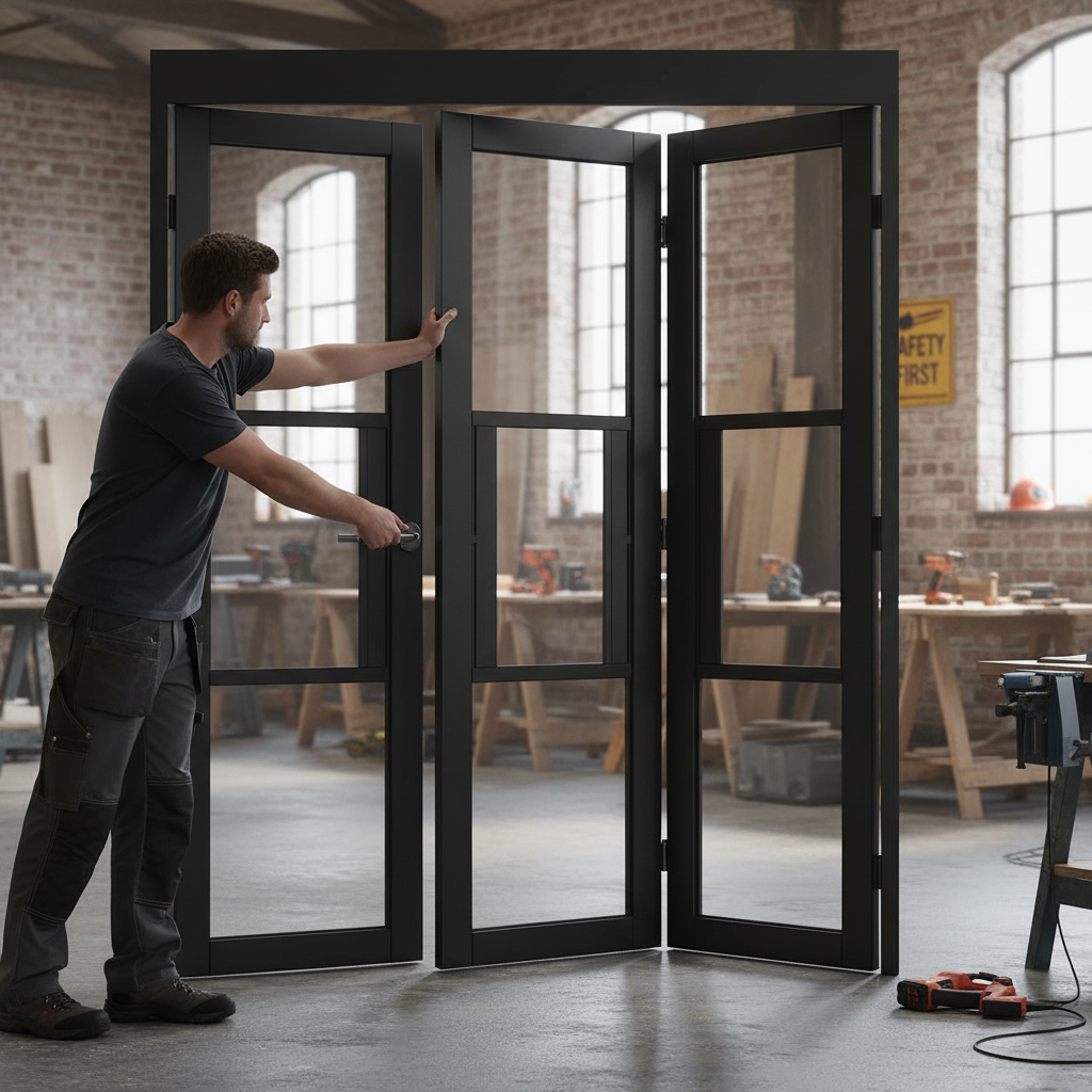 Premium Industrial Style Folding Doors with Tinted Glass - 3 Door Configurations Available
