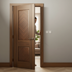 Premium Fully Finished Walnut Internal Door with Raised Panels and Classic Diamond Pattern Design