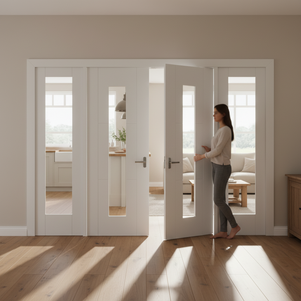 Premium Internal Room Divider Set with Clear Glass Panels and Pre-Primed Frame for Easy Installation and Customization