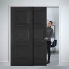 Premium Telescopic 3 Panel Pocket Door System with Bolection Moulding Design for Wider Passageways