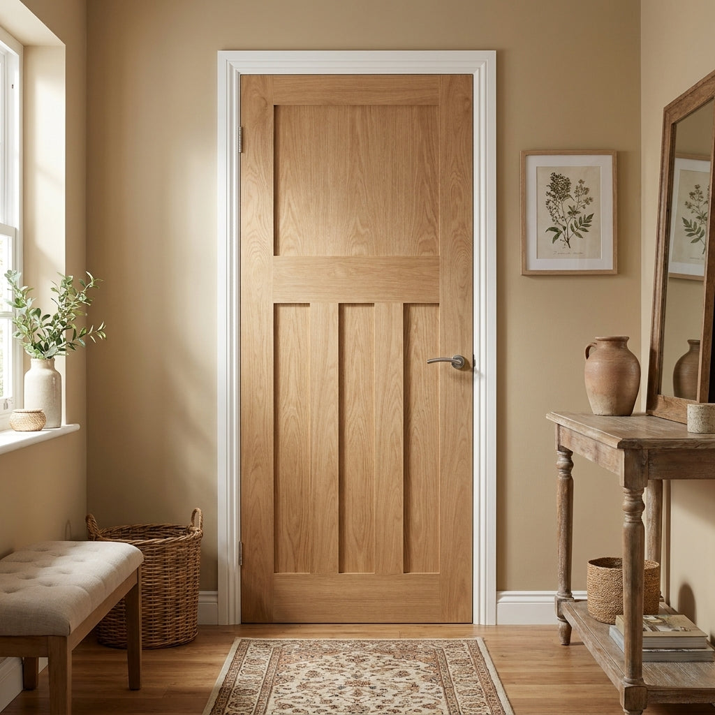 Internal Oak Fire Door FD30 Rating Unfinished Made-to-Measure 1930s Style