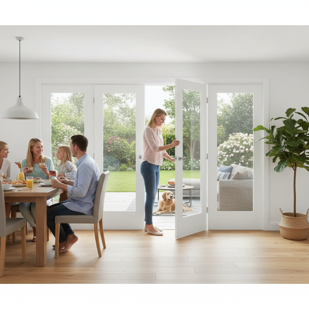 Premium Clear Glazed French Doors with Demi Panels for Custom Room Dividers - Various Size Options Available