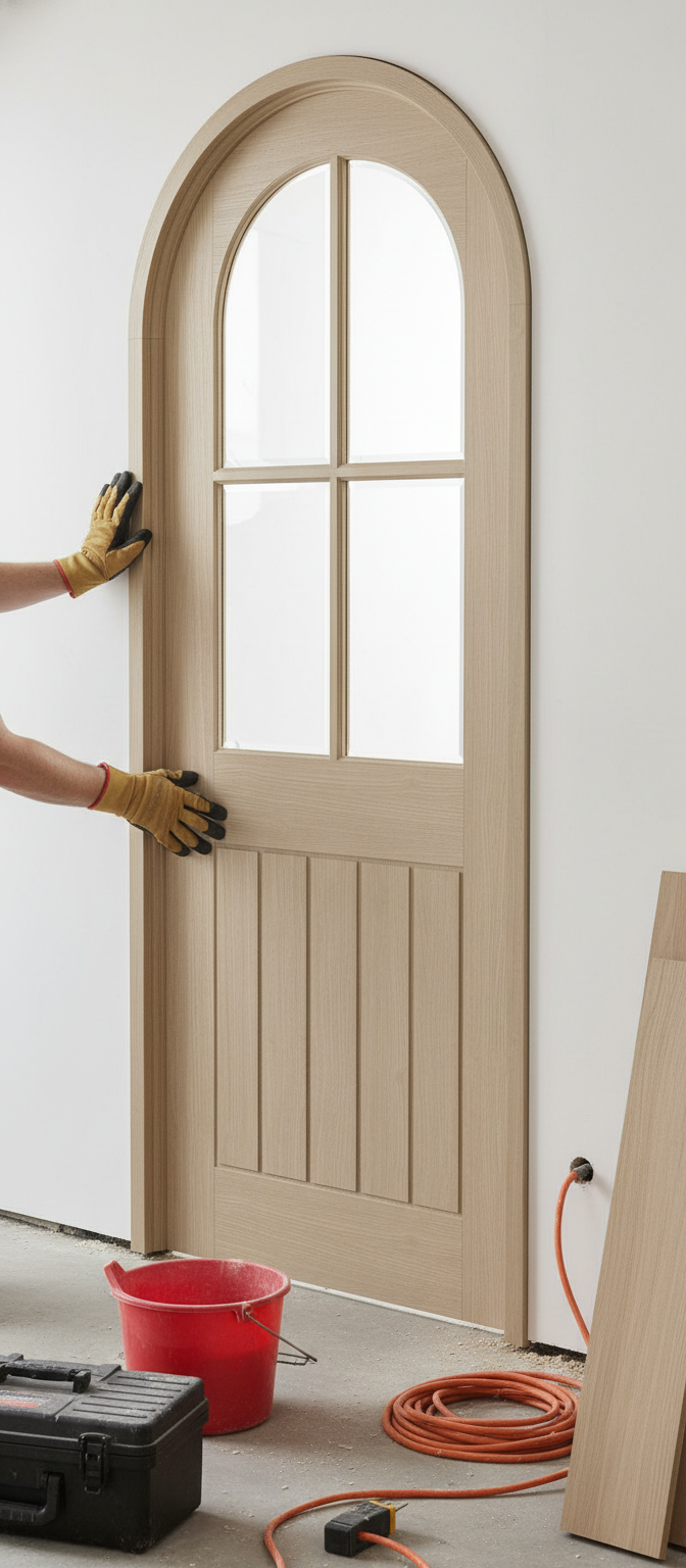 Premium Curved Door Lining in Blonde Oak Finish - 35mm Thick, 133mm Deep for Internal Doors