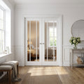 Internal French Door with 3 Clear Glass Lights, White Primed, Solid Core