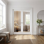 Internal French Door with 3 Clear Glass Lights, White Primed, Solid Core