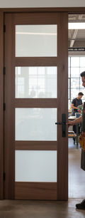 Premium Walnut Shaker Interior Door with Frosted Glass, Contemporary Design, and Safety Features