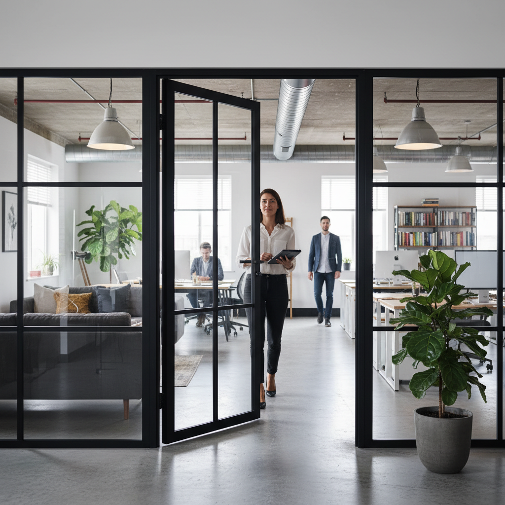 Premium Custom Made Industrial Style Door with Glazed Design and Solid Engineered Core