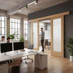 Premium Oak Double Door Sliding System with Full Hardware and 10-Year Guarantee - High-Quality Professional Grade for Industrial and Commercial App...