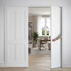 Premium Solid White 4P Telescopic Pocket Door System for Elegant Spaces - High-Quality Professional Grade for Industrial and Commercial Applications