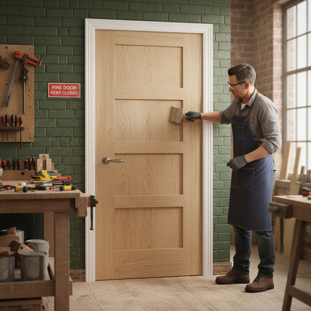 Premium Unfinished 4 Panel Fire Door - FD30 Fire Rated, A-Grade Oak Veneer for Strength and Elegance