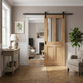 Internal Sliding Door - Rustic Oak, Fully Finished, 2 Panel, Clear Glazed