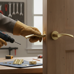 Premium Door Handle Pack Satin Brass - Contemporary Lever Design with Round Rose and Mechanical Guarantee