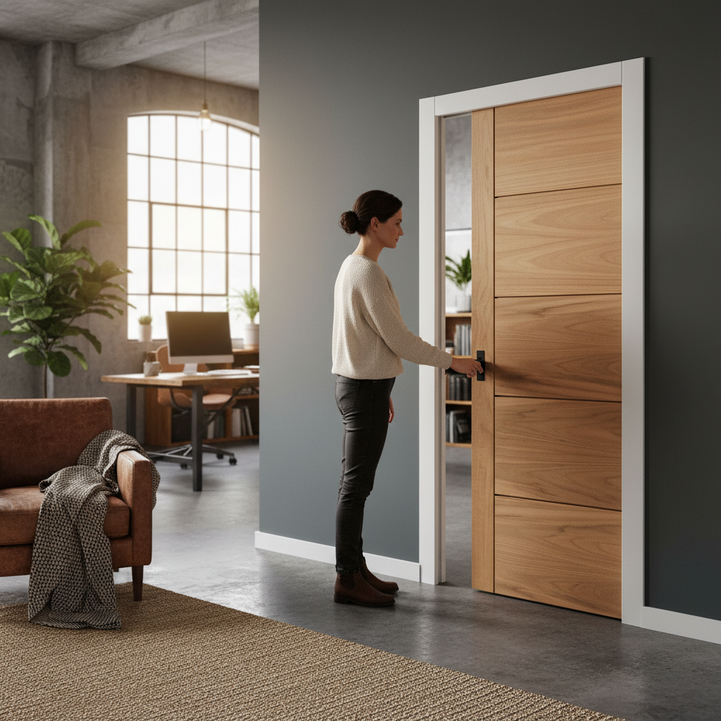 Premium Unfinished Oak 5 Panel Framed Pocket Door Set for Timeless Elegance and Customization - Image 2