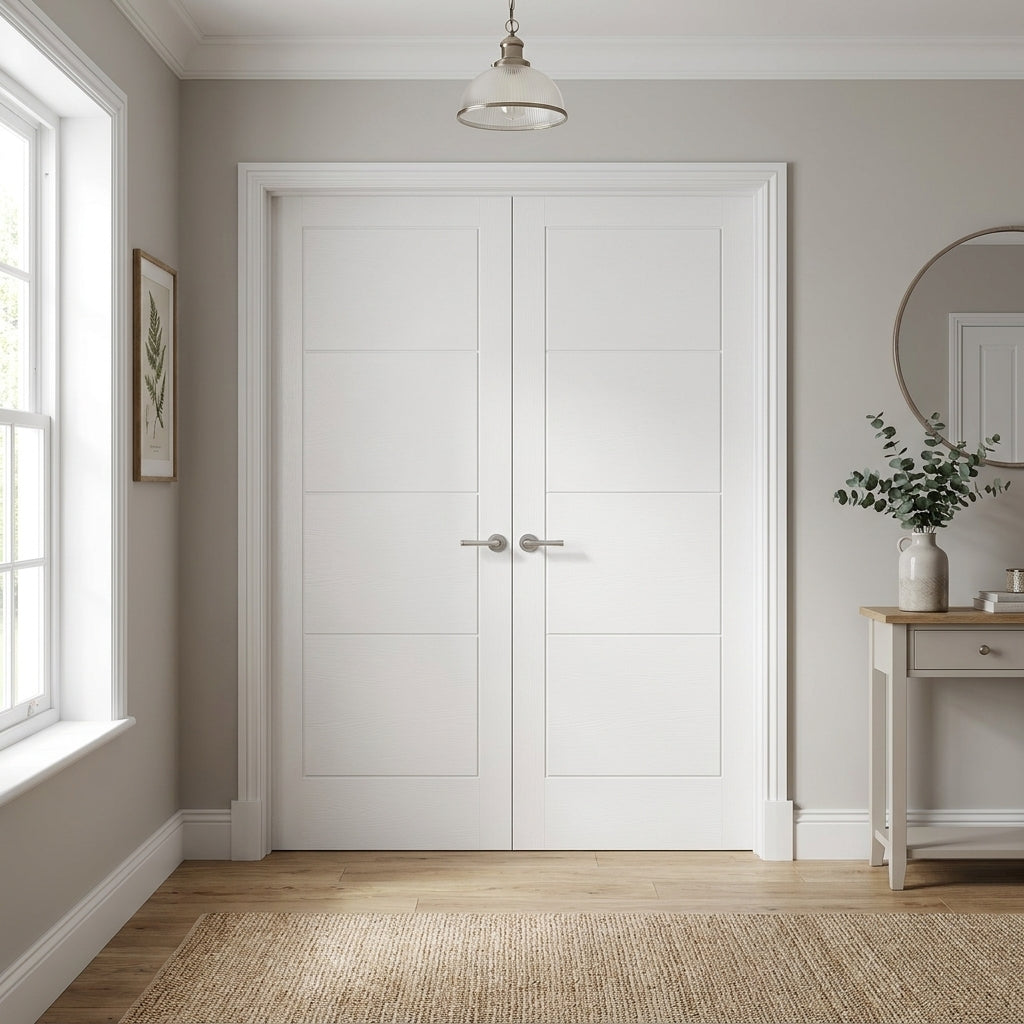 Internal Ladder Pair Door, White Moulded with Primed Finish, 121448
