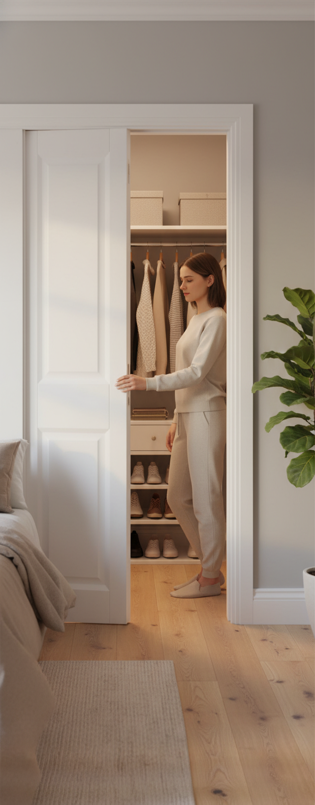 Premium Fully Finished 2 Panel Victorian Bifold Door in Satin White with Custom Sizes and Track Kits
