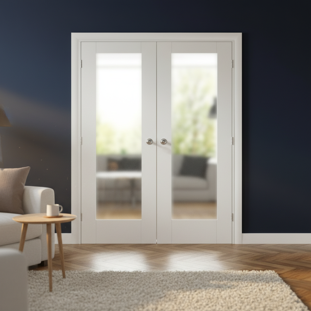 Premium Obscure Glazed Internal Door Pair with Paint N Peel Finish and Pair Maker Compatibility