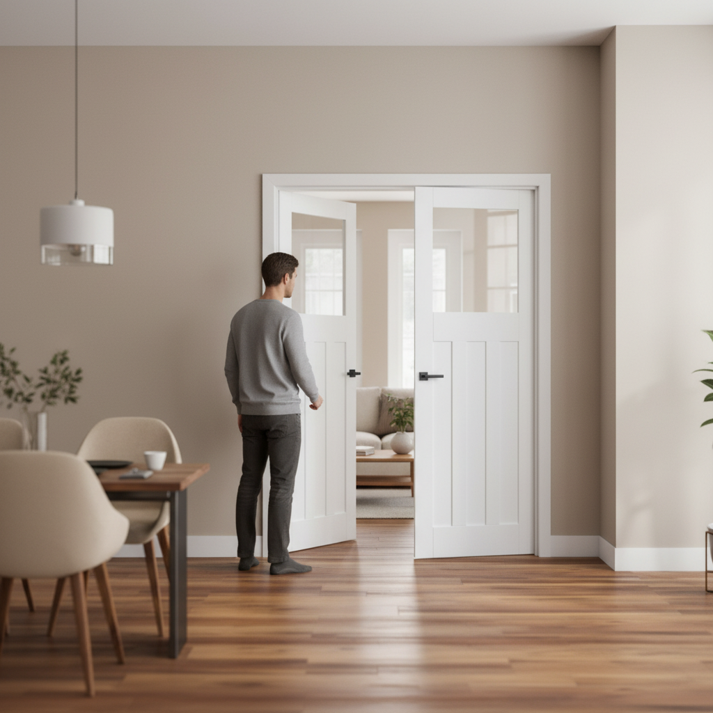 Premium Internal White Primed Clear Glass Pair Door - 1930's Inspired Design for Modern Homes - Image 2