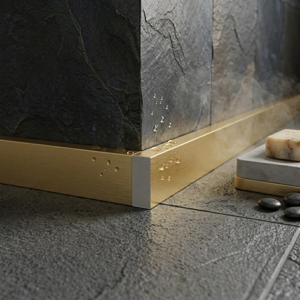 Water-Resistant Gold Square Edge Moulding, 2400mm x 24mm x 8mm