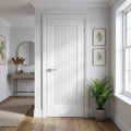 Internal White Door with 10 Panelled Design, Primed Finish and Fluted Pattern