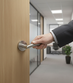 Premium Lever Door Handle on Round Rose with Curved Design and Straight Edge Finish for Modern Interiors