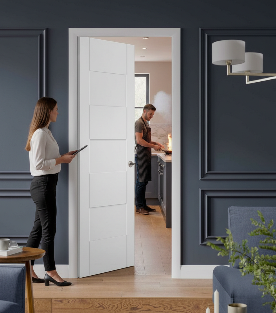 Premium Fire Rated Pocket Door System with Adjustable Track and Hardwoods for Enhanced Stability and Performance