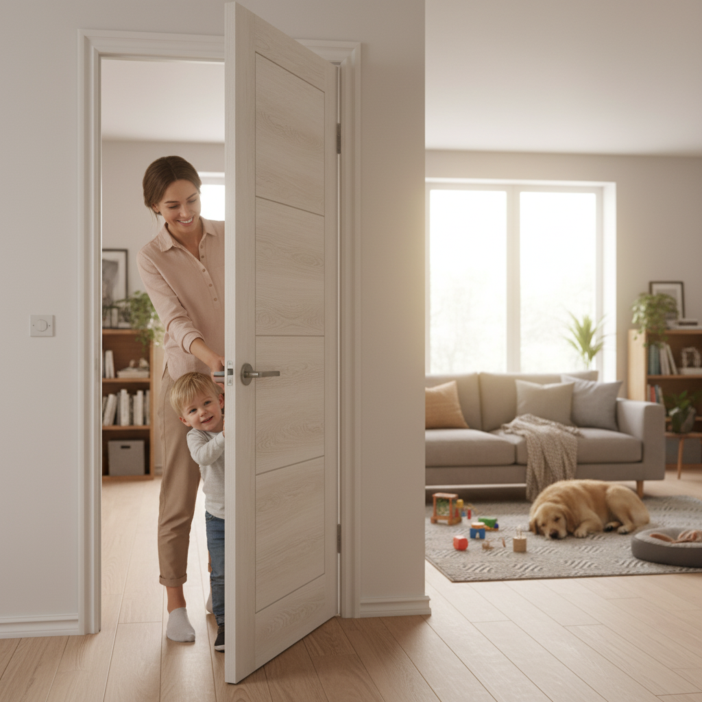 Premium Fully Finished Internal Laminate Ladder Door with Light Ivory Finish and Lifetime Guarantee - Image 2