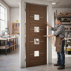 Premium Internal Door with Clear Glass and Aluminium Inlays - Modern Design and 10 Year Guarantee