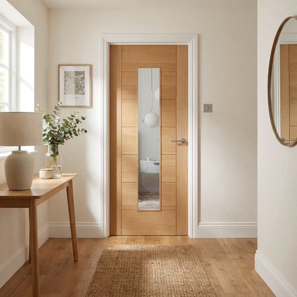 Internal Oak Door Fully Finished with 1 Light Clear Glass