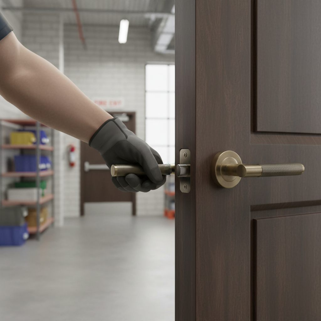 Premium Fire Rated Door Handle Set with Knurled Round Rose Lever in Antique Bronze Finish - Secure and Stylish - Image 2