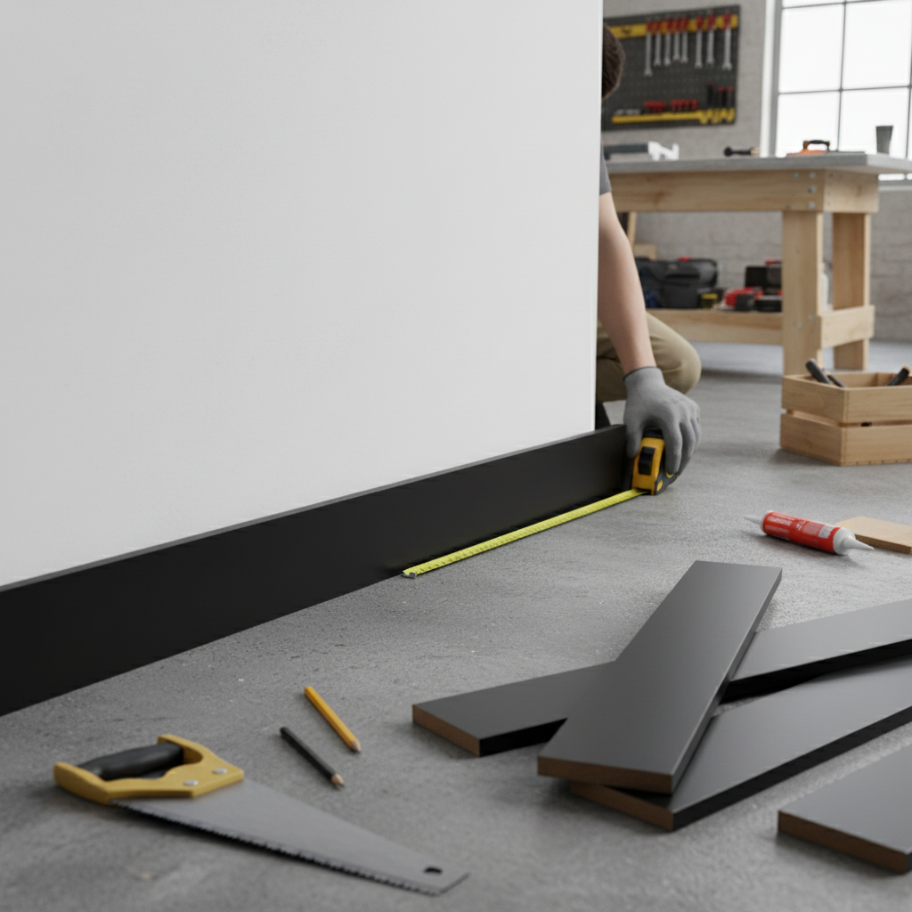 Premium 2.4m Black Primed Square Profile Skirting Board for Unique Aesthetic Design