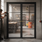 Premium Custom Made Extra Slim 4L Fire Door Pair with 30 Minutes Fire Rating and Clear Fire Glass