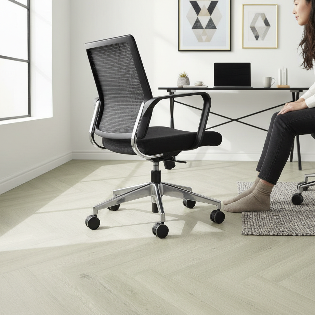 Premium 5mm Embossed Rigid Core Vinyl Flooring in Herringbone Pattern with Enhanced Durability and Comfort Underfoot