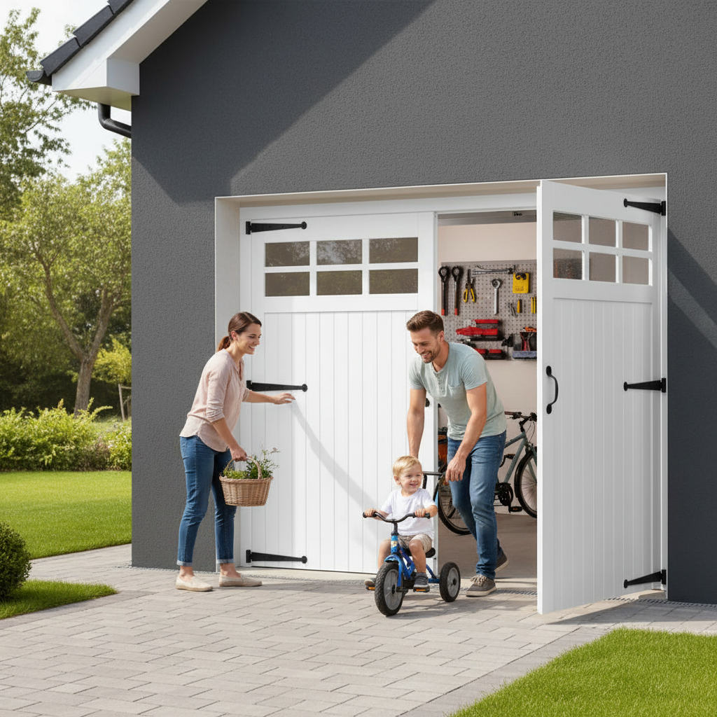 White Painted Composite Garage Door with Obscure Double Glazing for Enhanced Privacy and Light - Image 2