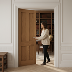 Premium Internal Oak Unfinished Victorian 4 Panel Flat Pair Door Set for Elegant Home Design - Image 2