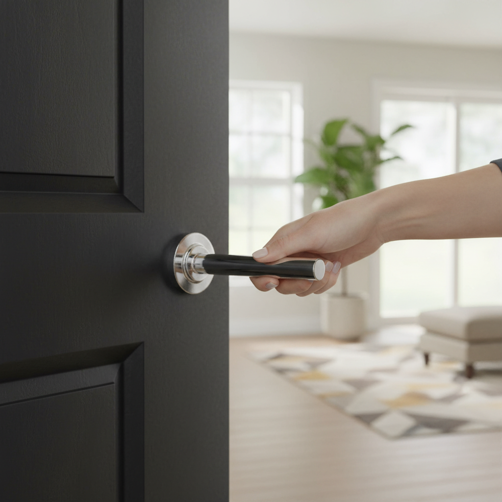 Premium Polished Chrome Door Handle with Sleek Circular Design for Modern Interiors