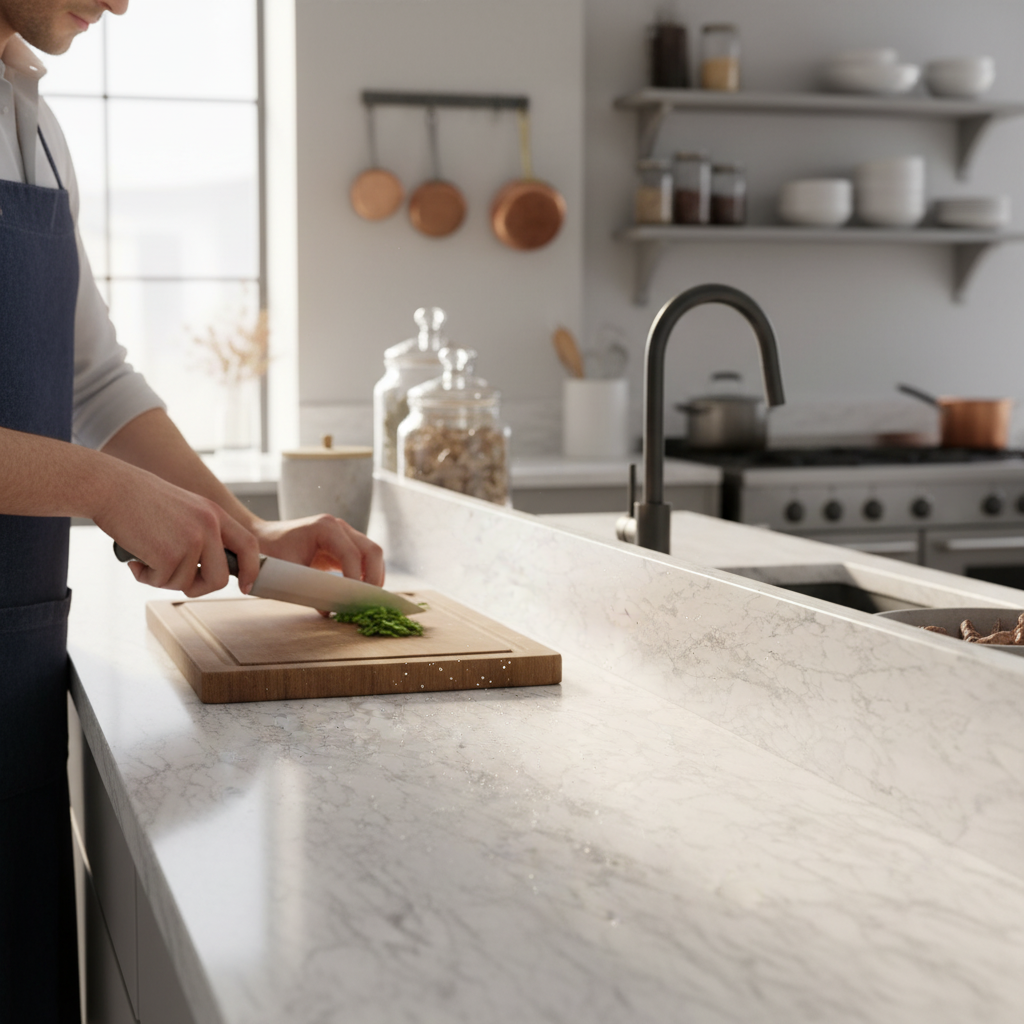 Premium Rounded Edge Upstand 3000mm - Elegant Stone Effect for Kitchens and Bathrooms