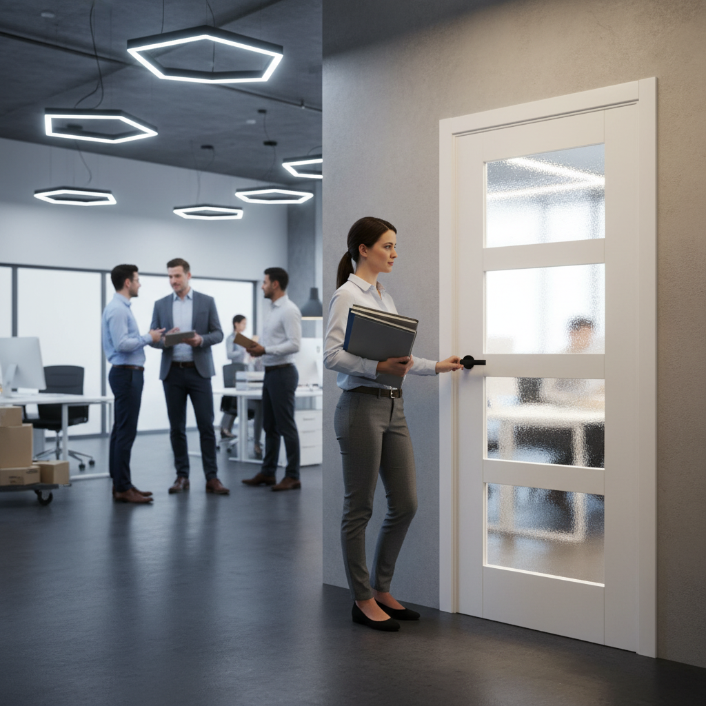 Premium Internal Shaker Door with 4 Light Obscure Glass Design, Solid Core, and Double Primed Finish for Easy Customization - Image 2