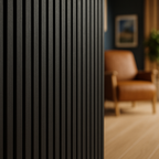 Acoustic Wall Panelling in Graphite Black - Elevation Style - detail view