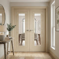 Internal Double Door with Clear Glass, Fully Finished, Blonde Oak, Ladder Design