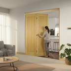 Premium Bifolding Doorset with Unfinished Oak Frame and Multiple Configurations for Seamless Room Transitions