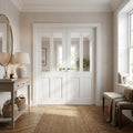 Internal French Door with 2 Panel 2 Light Clear Glass, White Primed Solid Core
