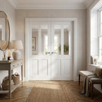 Internal French Door with 2 Panel 2 Light Clear Glass, White Primed Solid Core