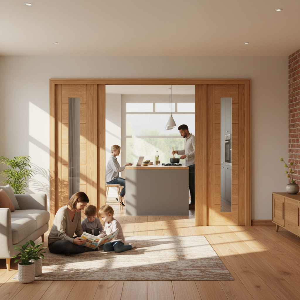 Premium Internal Oak Clear Glass Sidelight Room Divider Set - Elegant Design with Installation Kit for Bright Spaces - Image 2