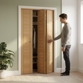 Premium Internal Oak Bifold Door with 3 Ladder Style Panels and Semi-Solid Core Construction for Strength and Performance
