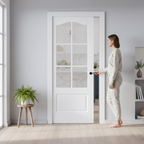 Premium Solid White Kent 6L Pocket Door Set with Bevelled Panels and Galvanised Steel Frame for Elegant Space Transformation