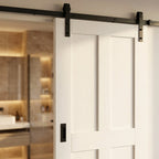 Internal White Primed Victorian Shaker Sliding Door - 4 Panel, Solid Core - detail view