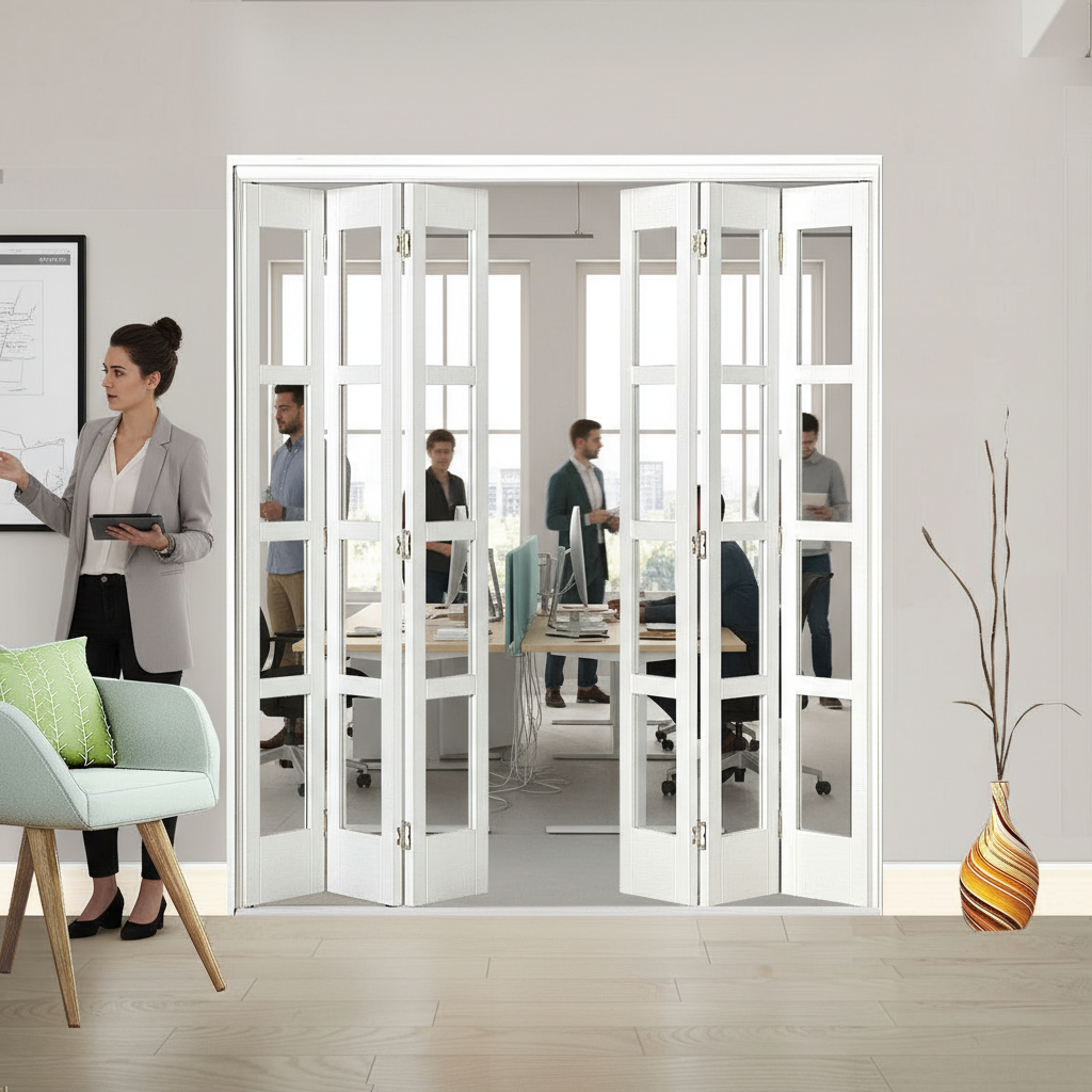 Premium 6 Leaf Bi-Folding Door Set with Slim Line Design and High-Quality Hardware, Perfect for Room Separation