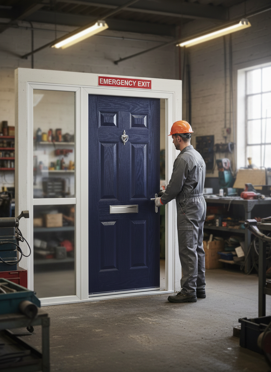 Premium External Fire Doorset with Sidelight - 30 Minute Fire Resistance, Secure Options, and Thermal Efficiency