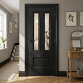 Internal Black Door with Clear Glass, Fully Finished, 3 Panel Design