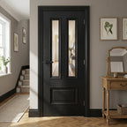 Internal Black Door with Clear Glass, Fully Finished, 3 Panel Design